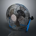 Electric Cooling Fan with Metal Mesh Cover Blue Base and Black Control Knob