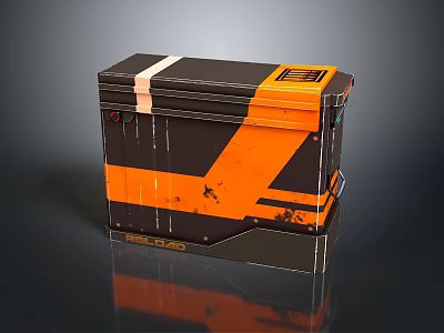 Household Storage Box With Black And Orange Color Striped Design And Durable Material 3d model