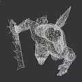 Fierce Wolf Headed Warrior Character With Yellow Eyes Sharp Fangs And Skull Armor