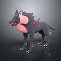 3D Wolf Like Creature Character Design With Gray Pink Body Spiked Back And Open Mouth