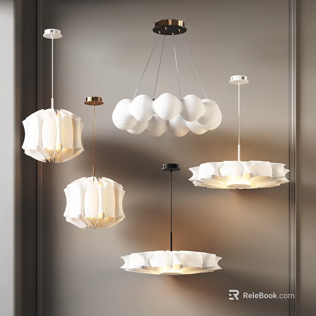 Modern Pendant Lights With Unique White Creative Shapes And Elegant Design 3d model 