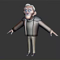 White Haired Elderly Man Wearing Brown Coat Gray Sweater With Surprised Expression And Arms Outstretched