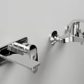 Modern Chrome Wall Mounted Faucets With Sleek Design And Smooth Finish Features 3d model