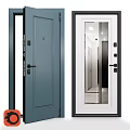 Modern Hinged Doors In Blue Solid Panel And White Glass Design For Interior Use