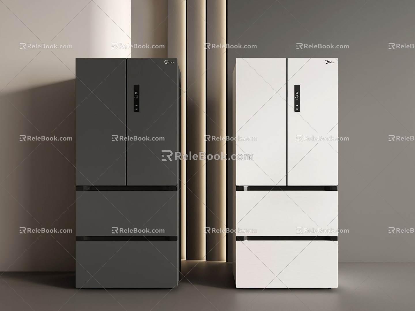 Modern refrigerator four-door refrigerator French refrigerator 3d model