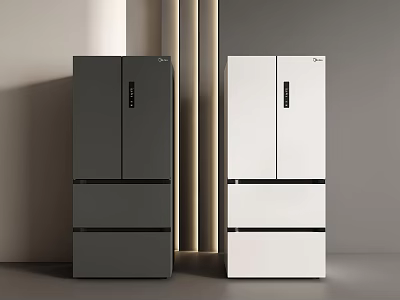 Modern Multi Door Refrigerators In Gray And White For Minimalist Interior Design 3d model