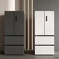Modern Multi Door Refrigerators In Gray And White For Minimalist Interior Design 3d model