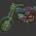 Vintage Teal Motorcycle with Black Seat Headlight Classic Design and Metallic Wheels