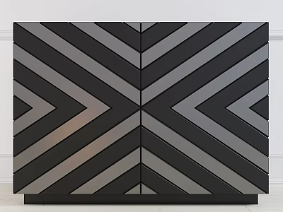 Modern Geometric Pattern Dresser With Black And Gray Striped Design For Living Room 3d model