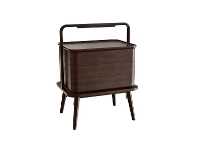 Wooden Multi Tiered Side Table With Handle And Slim Legs Design 3d model