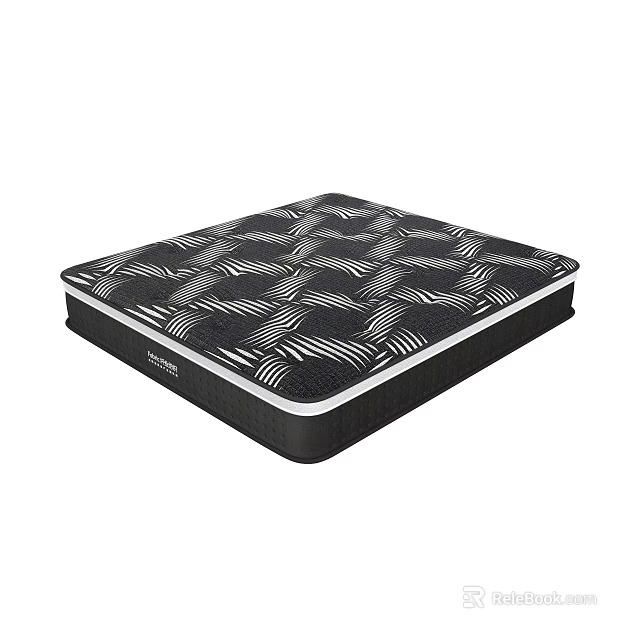 Modern Mattress With Geometric Black And White Pattern Durable Edge Support And Comfortable Surface 3d model 