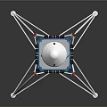 Detailed White Rocket Model With Blue Accents On Metallic Launch Support Stand