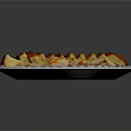 Delicious Assorted Food Platter With Red Meat Slices And Orange Rolls