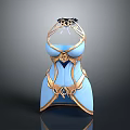 Elegant Blue And Gold Carved Sculpture With Intricate Patterns And Decorative Golden Borders