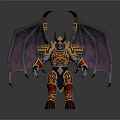Fantasy Demon Character In Ornate Golden Red Armor With Horns And Wings
