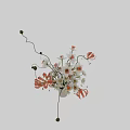 Elegant Decorative Ornament Set With White Orange Flowers And Green Stems In Vase