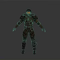Futuristic Sci Fi Character In Brown Armor With Red Goggles And Gear