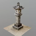 Traditional Stone Lantern Outdoor Furniture With Carved Pedestal Base And Hollowed Panels For Garden Decor