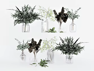 Modern vase plant green plant ornaments flowers 3d model