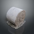 Rural Scenic View With Gray Rolled Hay Bale On Stone Base And Dark Background