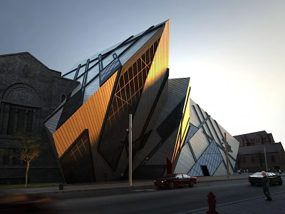 Modern Geometric Architectural Design With Glass Metal Facade And Reflective Surfaces 3d model