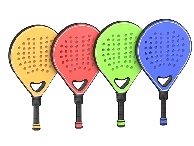 Colorful Sports Rackets with Perforated Design and Comfortable Handles for Outdoor Play 3d model