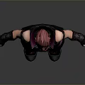 3D Fantasy Character Creature With Red Hair Dark Outfit Long Boots And Wrist Guards