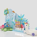 Summer Themed Photo Spot With Turtle Flamingo Floaties Watermelon And Palm Trees
