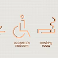 Hanging Wall Signs for Accessible Restroom Smoking Room and Directional Arrow