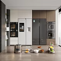 Modern Open Kitchen Interior With Functional Storage Cabinet Rack And Wooden Design