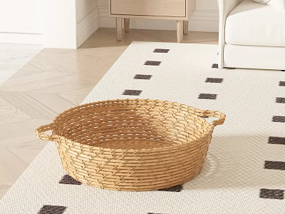 Handmade Woven Storage Basket With Handles In Modern Living Room 3d model