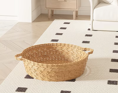 Handmade Woven Storage Basket With Handles In Modern Living Room 3d model