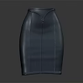 Dark Blue Fitted Women's Skirt With Front Zipper And Smooth Fabric Design