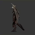 3D Rendered Mythical Creature With Large Wings Muscular Body And Green Head