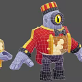 Game and Movie Character Wearing Red Coat Black Bow Tie With Popcorn Chest And Large Eye