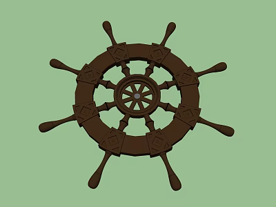Classic Wooden Ship Wheel With Spokes And Central Hub Design 3d model