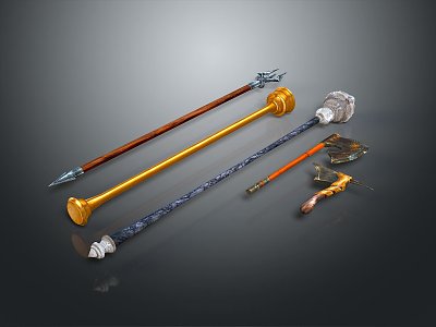 modern scepter ancient scepter axe cane 3d model