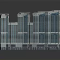 Modern Commercial Complex High Rise Buildings With Glass Curtain Walls And Retail Spaces At Base