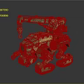 Mechanical Tracked Vehicle with Crane Arm Green Red Color And Industrial Design