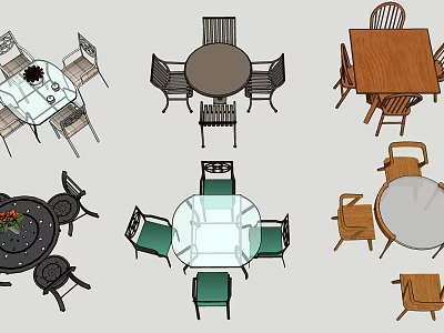 Various Design Styles Of Home Dining Table And Chair Sets For Living Areas 3d model
