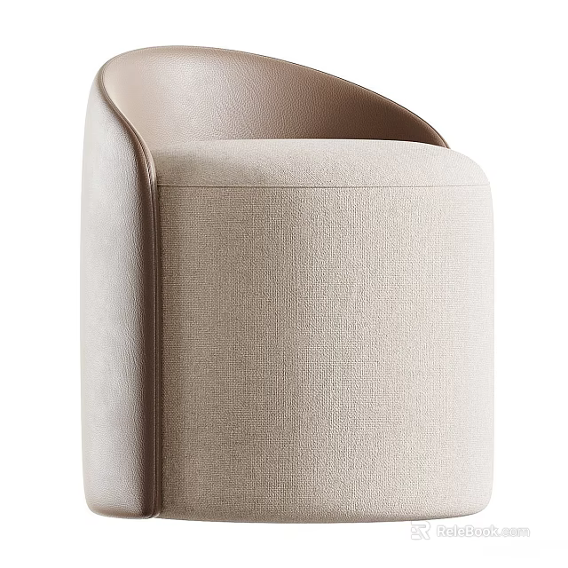 Modern Light Beige Textured Fabric Leisure Chair With Elegant Curved Back Design For Living Room 3d model 