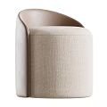 Modern Light Beige Textured Fabric Leisure Chair With Elegant Curved Back Design For Living Room
