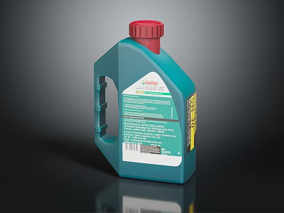 Durable Blue Plastic Household Cleaning Bottle Featuring Red Cap And Label Handle 3d model