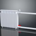 Modern White Radiator With Multiple Fins Red Valve And Connecting Pipes