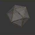 Decorative Transparent Geometric Polyhedron With Golden Lines And Clear Facets