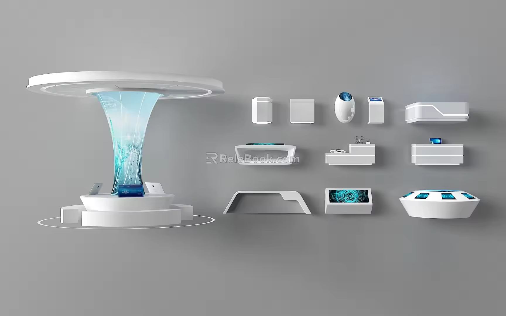 Modern Technology Showcase Booth Shelf 3d model