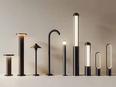 Modern Outdoor Lights With Various Contemporary Designs And Different Stylish Shapes 3d model