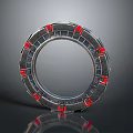 Circular Metallic Ring Structure With Red Glowing Accents And Futuristic Design 3d model