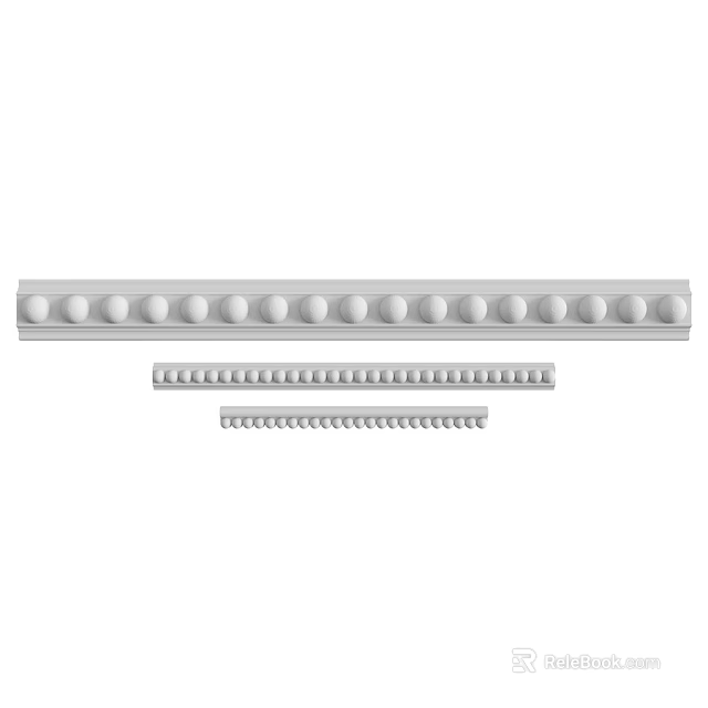 White Decorative Molding Components With Various Textures For Interior Design 3d model 