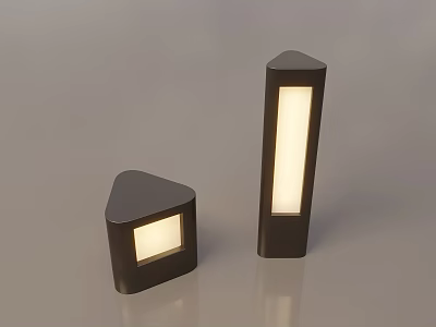 Modern Outdoor Garden Lights With Triangular Base And Rectangular Column Dark Finish 3d model